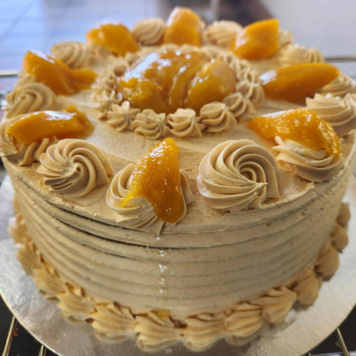 Mango cake at Naturally Delicious Bakery Christchurch